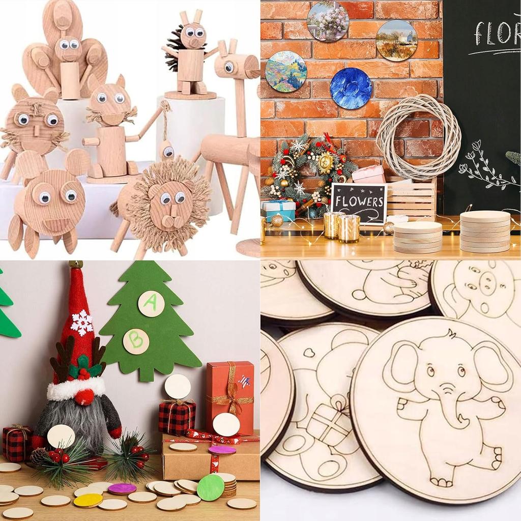Wooden scrapbook plywood circles 50pcs Wheel for painting and decorating 5cm