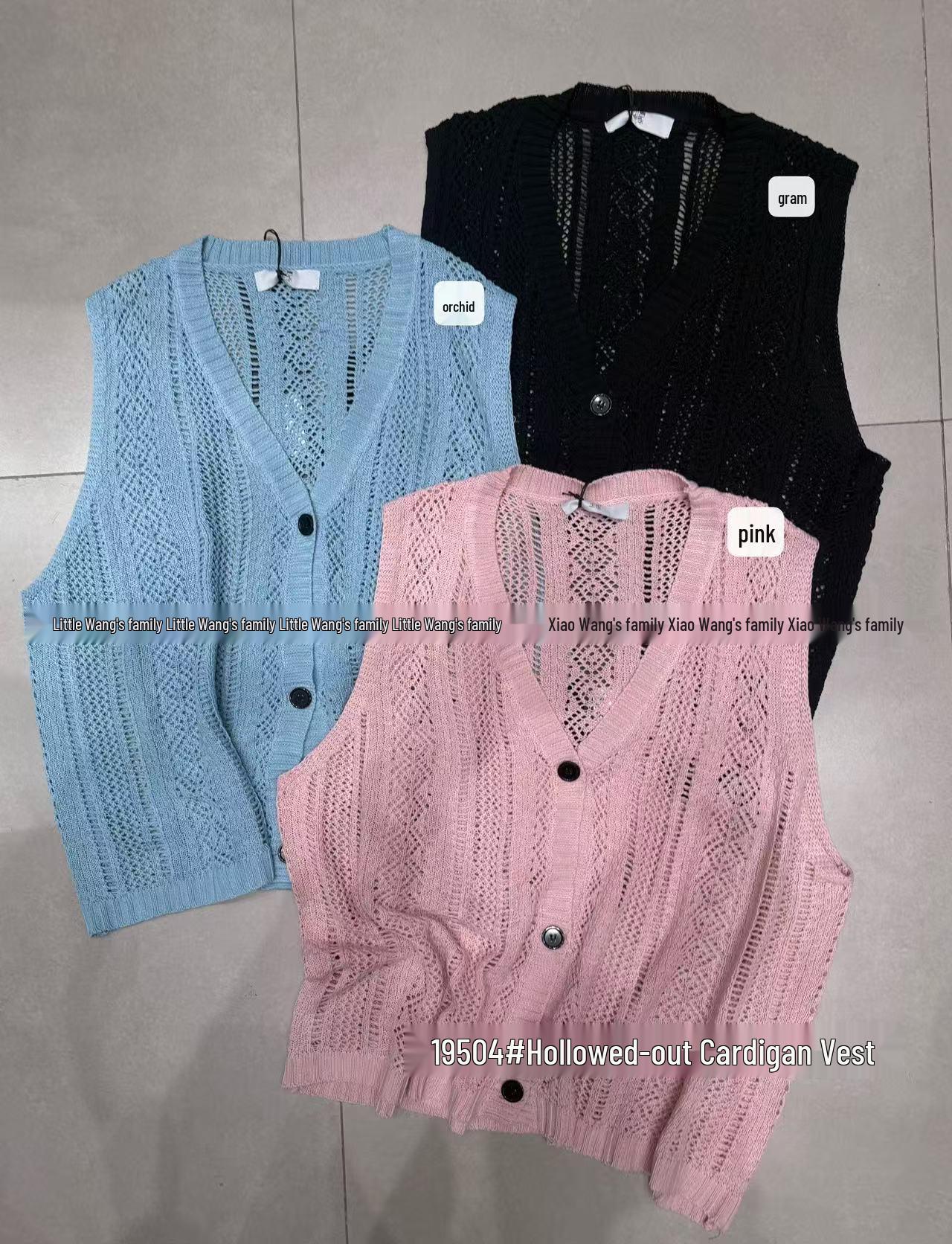 

Весенний корейский свободный вязаный кардиган-жилет большого размера с многослойностью от Сяо Вана One Size чёрный