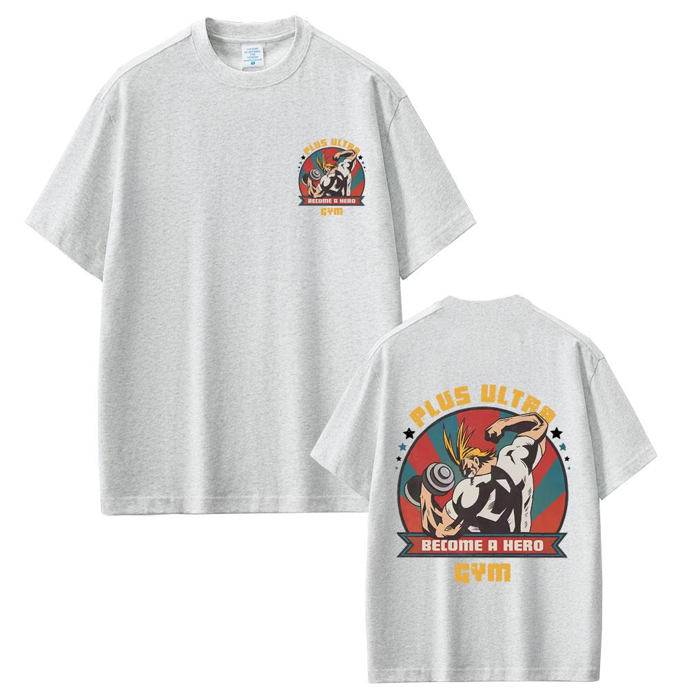 Anime My Hero Academia All Might Plus Ultra Gym Graphic Tshirts Unisex Women Fitness Casual Cotton Y2K Tee Male Vintage Streetwear