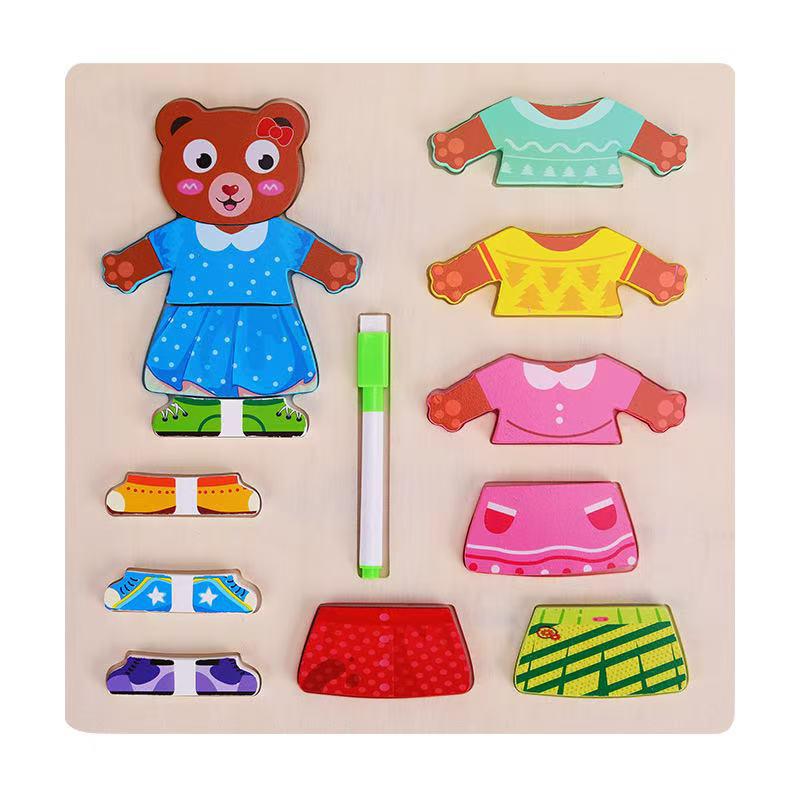 3D Animal Dress-Up Puzzle Blocks: Educational Wooden Toy for Boys & Girls