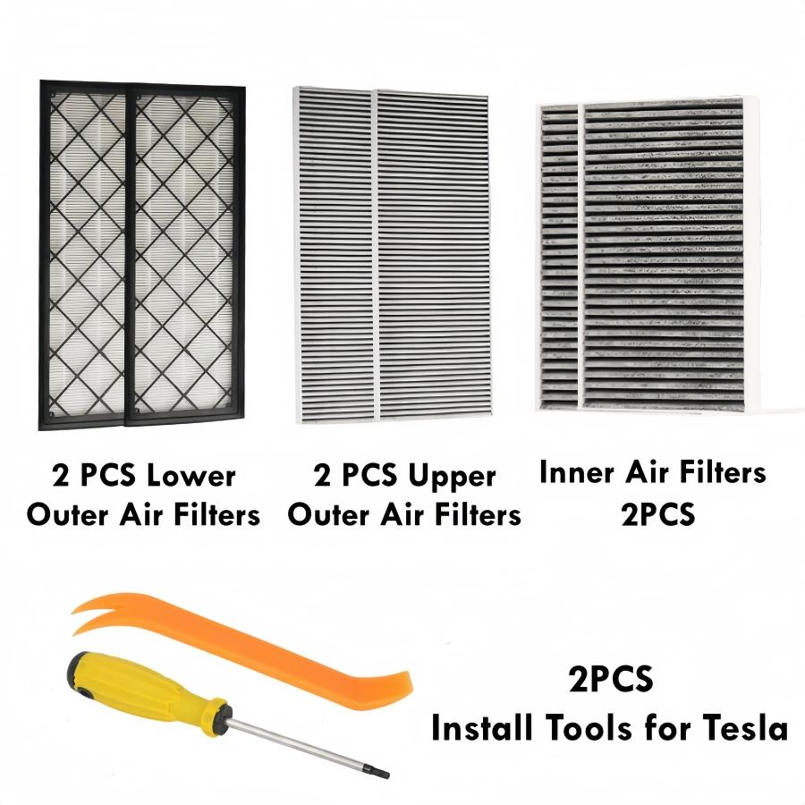 6PCS Full Set HEPA Air Intake Filter Cabin Air Filter for Tesla Model Y/Juniper Model 3/Highland 2020-2025 Biochemical Defence