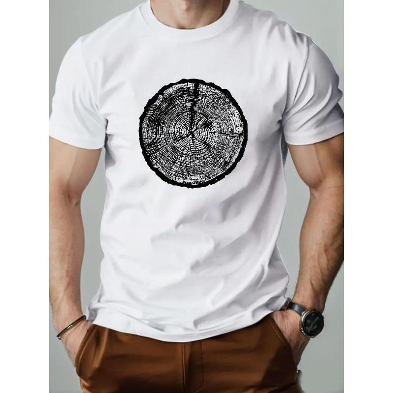 Men s Stump Pattern Summer Casual Crew Neck Short T-Shirt S