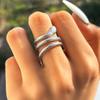 Stainless Steel Rings Personalized Design Punk Serpentine Lovers Ring Fashion Trending Adjustable Ring For Women Zircon  Gifts