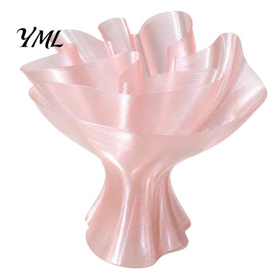 Eco Friendly PLA Material Vase Bouquet Wrap Vase, 3D Printed Translucent Flower Artistic Glossy Centerpiece Silky Table Modern Decorative Vessel