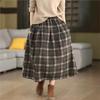 Women Vintage Plaid Skirts Elastic Waist Winter Casual Soft A-Line Skirts