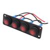Round Toggle Switch Panel 4 Gang Red Water Proof LED Rocker Switch Panel for Car Boat Yacht UTV ATV Truck Trailer RV