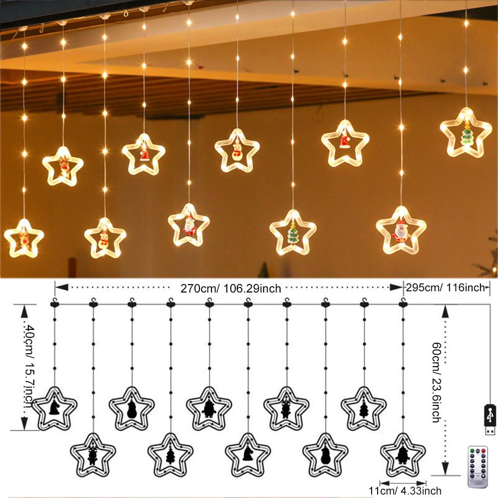 

1set Christmas Stars LED String Lights USB Operated Xmas Hanging Lights with Remote Christmas Decorative Lights Indoor Decoratio