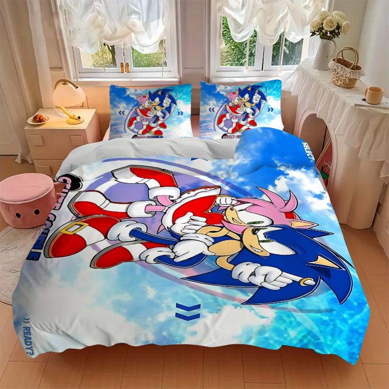 Sonic Amy Adventure Printed 3pcs Bedding Set Soft Microfiber 1 Duvet Cover And 2 Pillowcases Home Bedroom Decor Xmas Gift K1477