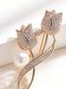 1pc Brooch Rhinestone Tulip Flower Brooch Anti-Glare Suit Brooch Collar Pin Jewelry