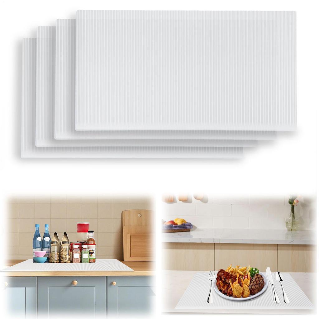 Fridge Liners 4 Pieces Non-Adhesive Refrigerator Liner Spillproof Fridge Mats for Kitchen Closet Home Apartment Drawer Cabinet
