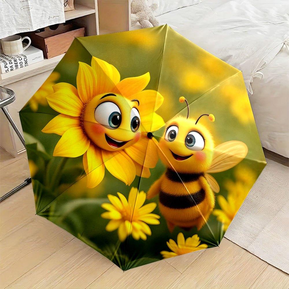 

Folding Umbrella The umbrella features vibrant sunflowers and a cheerful bee character named Honeybee. Fits Travel, Backpack, Iron&8K