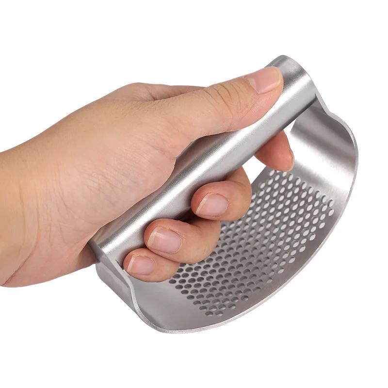 Presă de usturoi din oțel inoxidabil, tocator manual de usturoi, tocator de usturoi, instrumente curbate pentru fructe și legume, gătit, gadgeturi de bucătărie