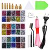 Hot Melt Glue Rhinestone Applicator Set with 12 Grids for DIY Clothing Décor and Flat Bottom Rhinestones