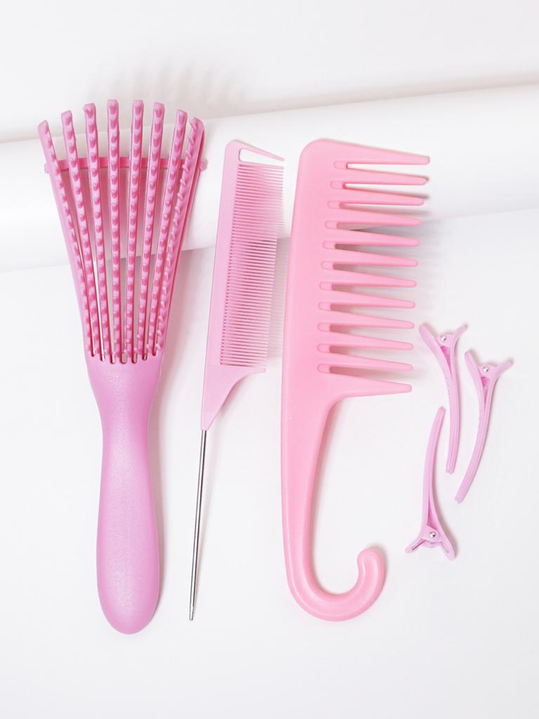 6pcs/set of anti-static hair comb wide toothed comb eight claw massage hair comb smooth hair clip set Special for real hair wigs