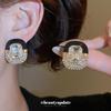 Retro Zircon Square Stud Earrings: Luxurious Silver Needle Design for Autumn/Winter