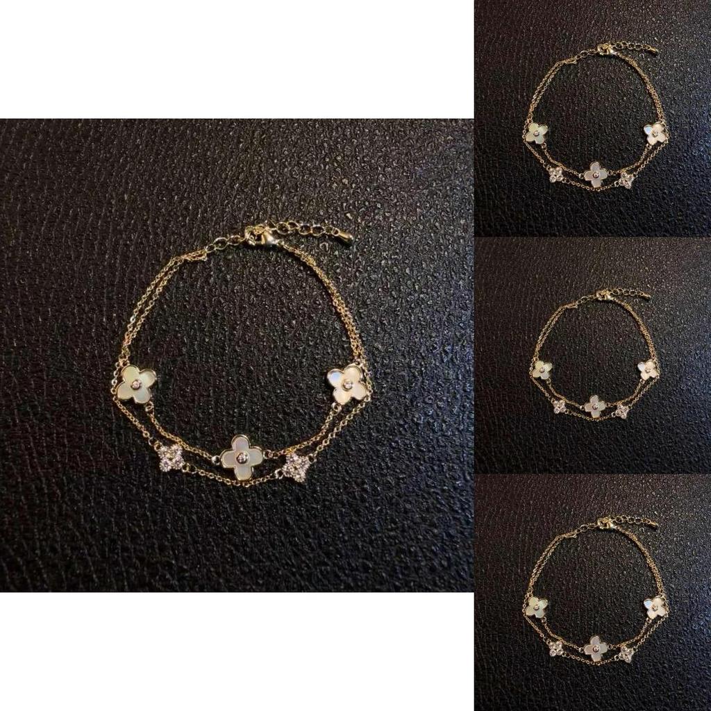 Floral Pendant Bracelet With 18k Gold Plating And Zirconia For Womens Fashion Accessories