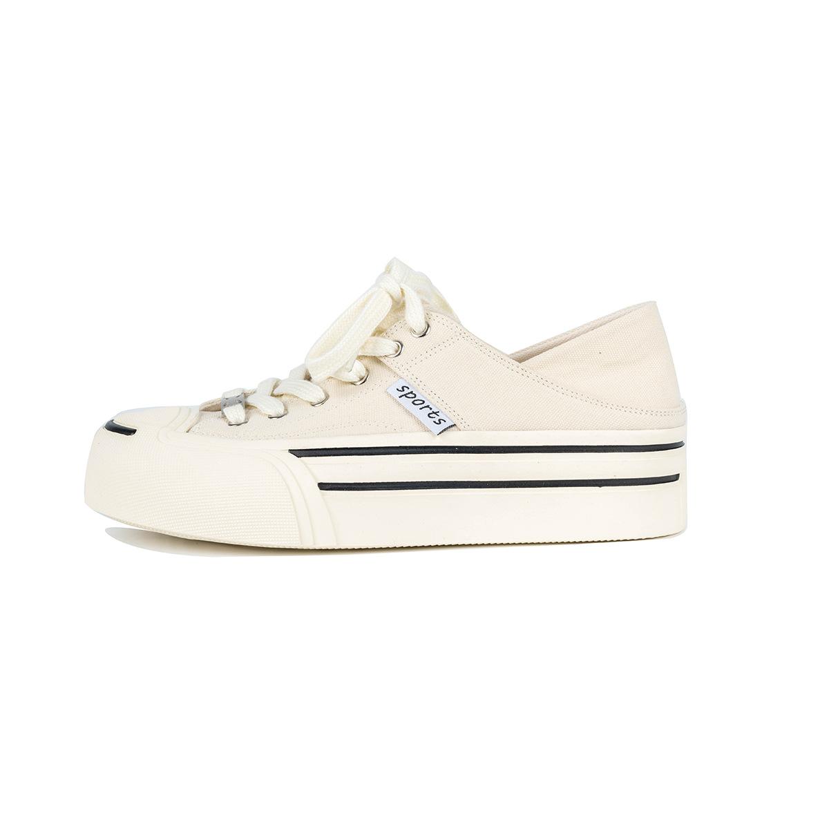 

[Шей Су Иинь] Обновленная версия~ Мягкая кожаная стелька открытая улыбка толстая подошва повседневные парусиновые кеды женские маленькие белые кеды женские 34