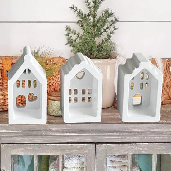 Silicone House Mold for Candle Making Plaster Casting Mini House Molds for Holiday Celebrations Crafting