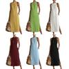 Vestito estivo da donna senza maniche con girocollo, tunica, vestito canotta, casual, ampio, boho, da spiaggia, con spacco laterale, abito estivo