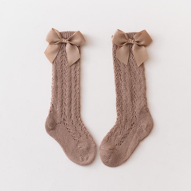 

Детские носки до середины икры из тонкой сетки на лето с принцессиным бантом L (3-5 years)