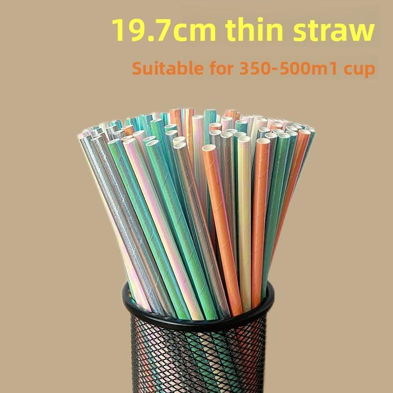Degradable Striped Paper Drinking Straws For Parties And Creative Beverage Serving