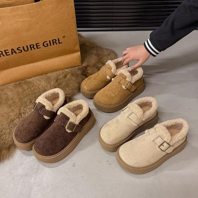 Women's Thick Bottom Furry Mouth Winter Lightweight Warm Cold Plush Snow Boots Non-slip Wear Casual Sneakers Cotton Boots