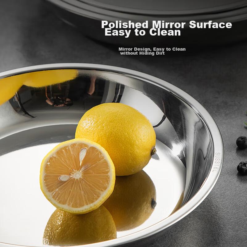maxcook (Maxcook) 316L Stainless Steel Plate And Bowl Set, 22cm Thickened Wide Deep Shatterproof MCWA1748