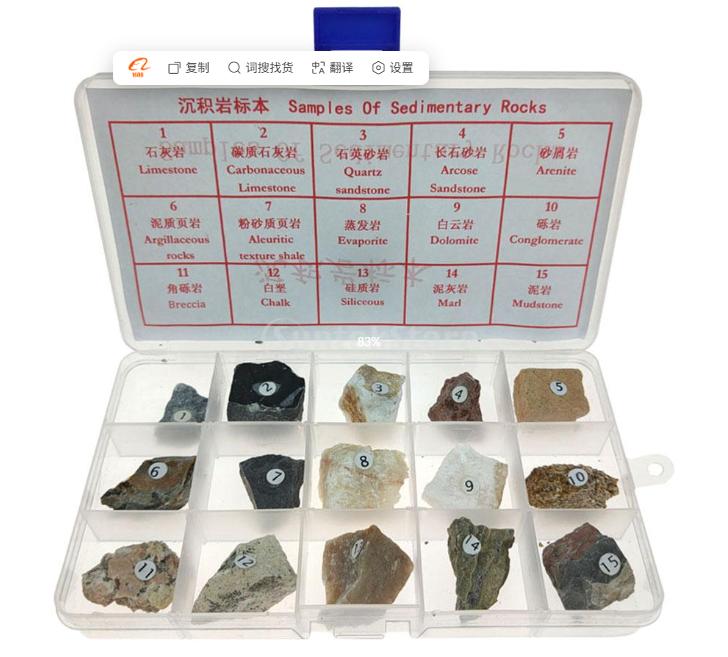 15pcs Sedimentary Rock Real Teaching Aid
