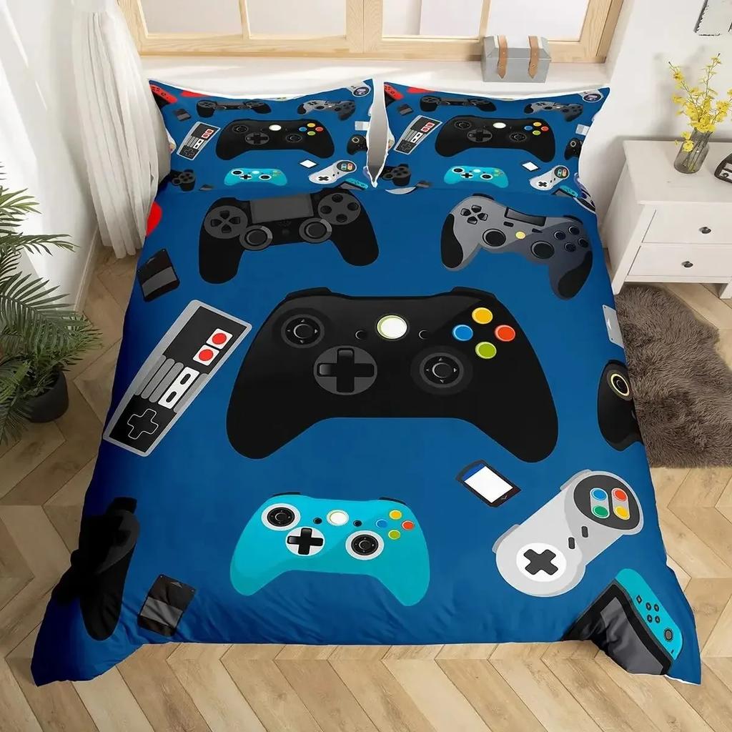 Gamepad Warm Comforter Cover R Beding Set Tens Video with Soft Fabric Duvet For Youth Children Kids Young Boys Modern Controler Bedspread