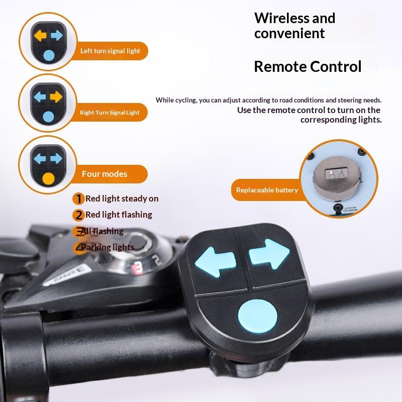 1 Set Wireless Remote Control Cycling Warning Taillight Bike Tail Light With Turn Signal Bicycle Lights For Night Riding