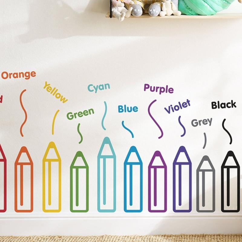 Creative Colorful Pencil Wall Sticker Removable Waterproof PVC Art Decal Upgrades For Living Room Kids Room Homes Decors