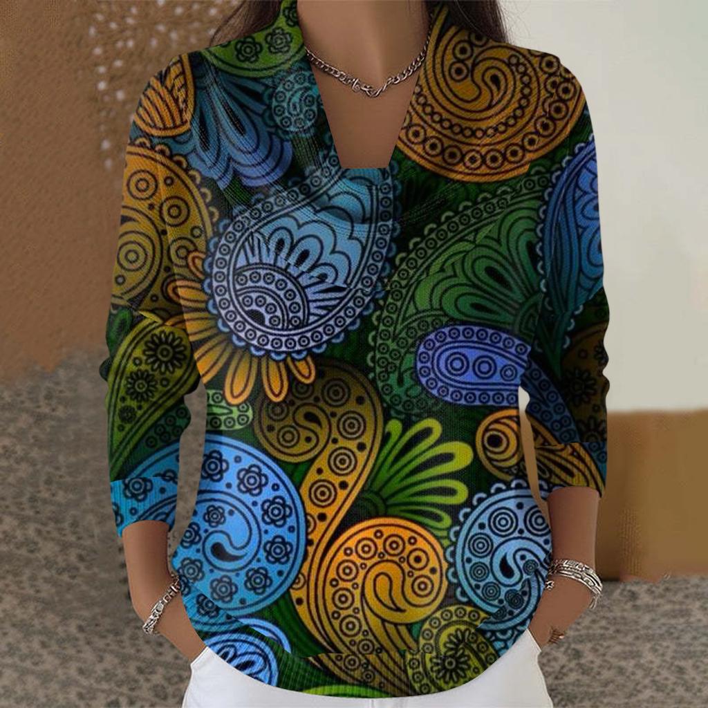 Dam Casual Och Moderiktig Rundhals Långärmad Tryckt Topp Tröja