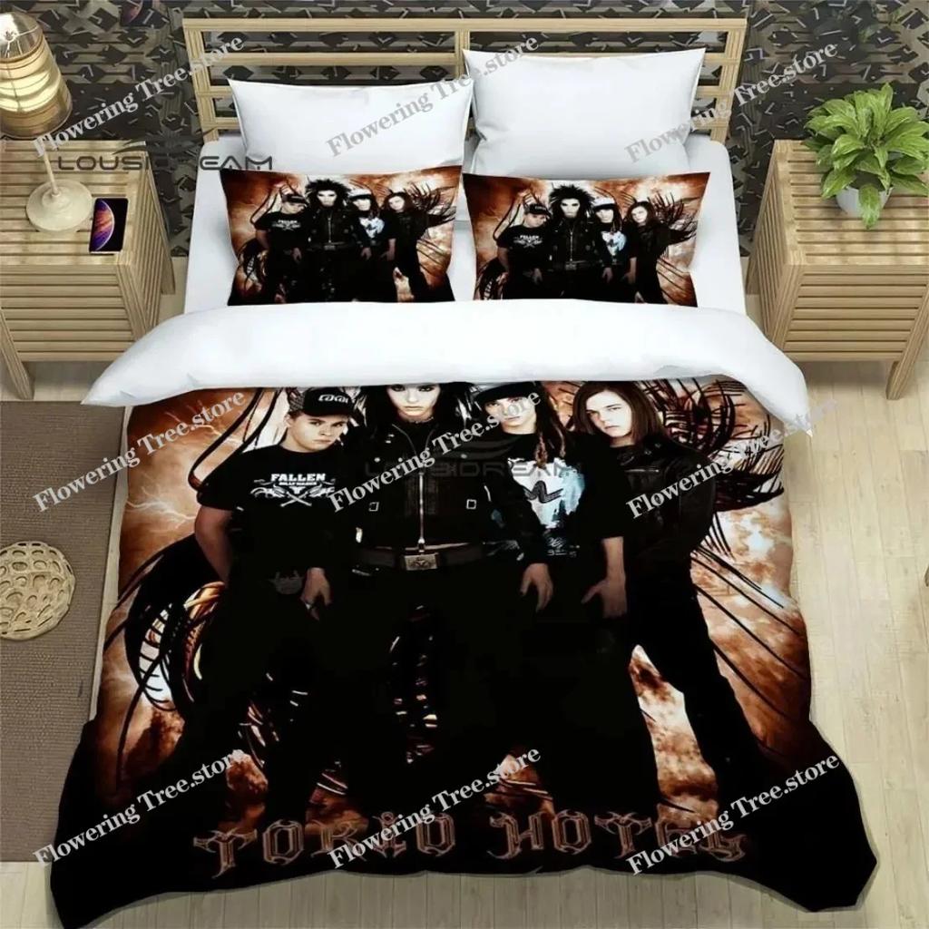 Rock Band Duvet Cover Set HD Comforter Cover Tokio Hotel Band Printed Bedding Set for Adult Kids Single Twin Full Queen King