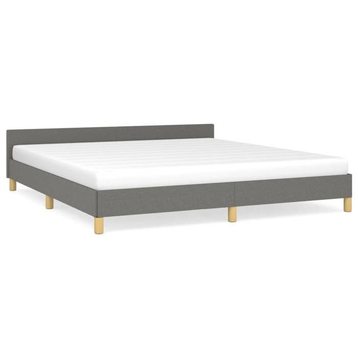 VidaXL Bed Frames with Headboard Slat Base Upholstered Bed Slat Frame Double Bed Adult Bedroom Furniture Grey 347432
