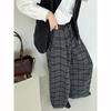 Gray Plaid High Waist Wide Leg Vintage Suit Pants Loose Fit Trousers Women Fashion Tide Spring Autumn