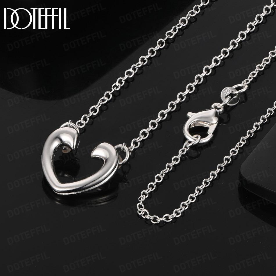 925 Sterling Silver Fashion Jewelry Heart-Shaped Pendant Necklace