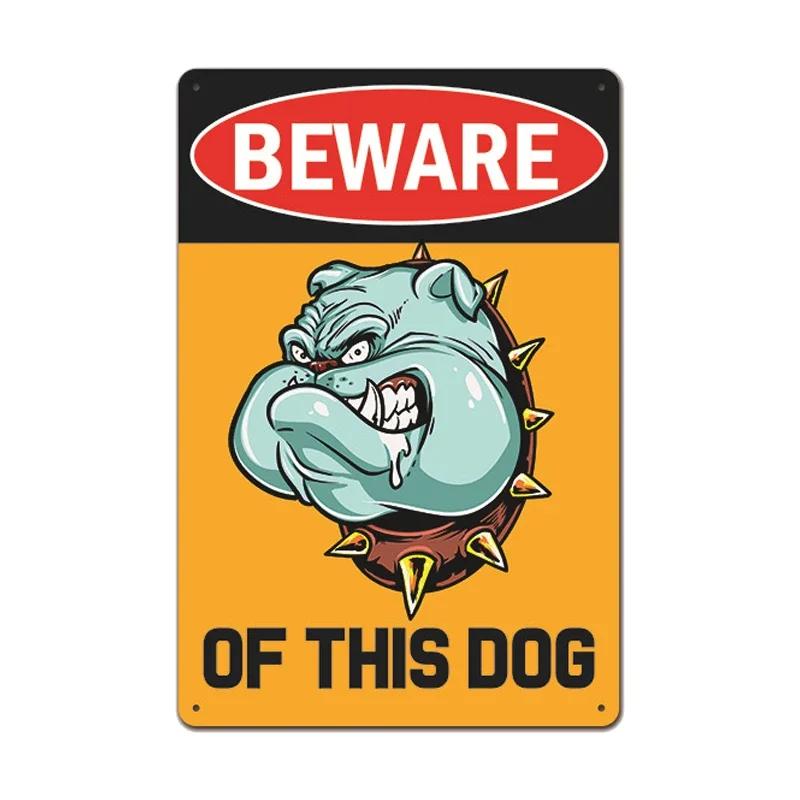 Retro Metal Tin Sign  Warning Dog  Vintage Wall Decor for Home Garden Cafe  Perfect for IndoorOutdoor Use  Rustic Poster Prin
