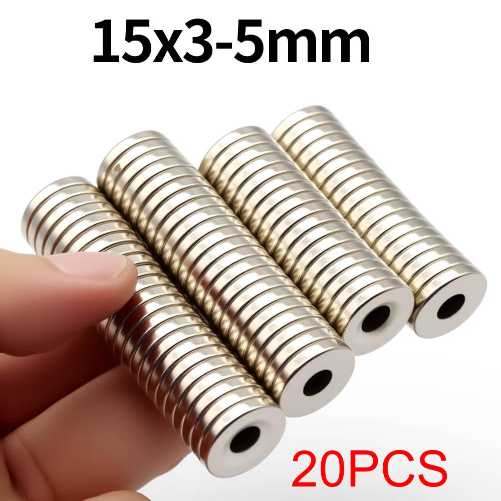 15x3-5mm Superstark Neodymmagnet N35 NdfeB Permanentmagnetiska Magneter Runda Med Hål Kraftfulla Magneter Kylskåpsmagnet
