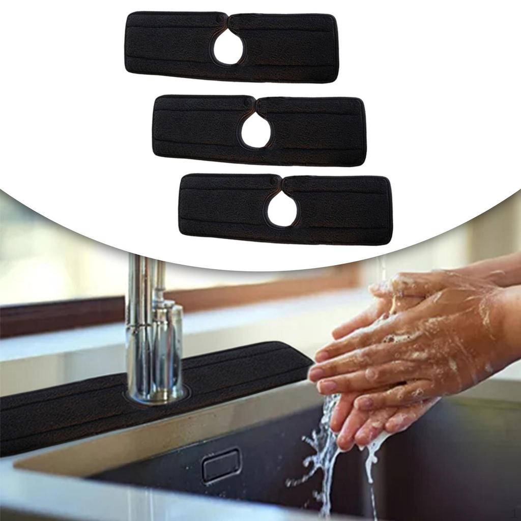 3 Absorbent Pads For Kitchen Faucets With Buttons, Microfiber Protective Pad Bathroom, Caravan,
