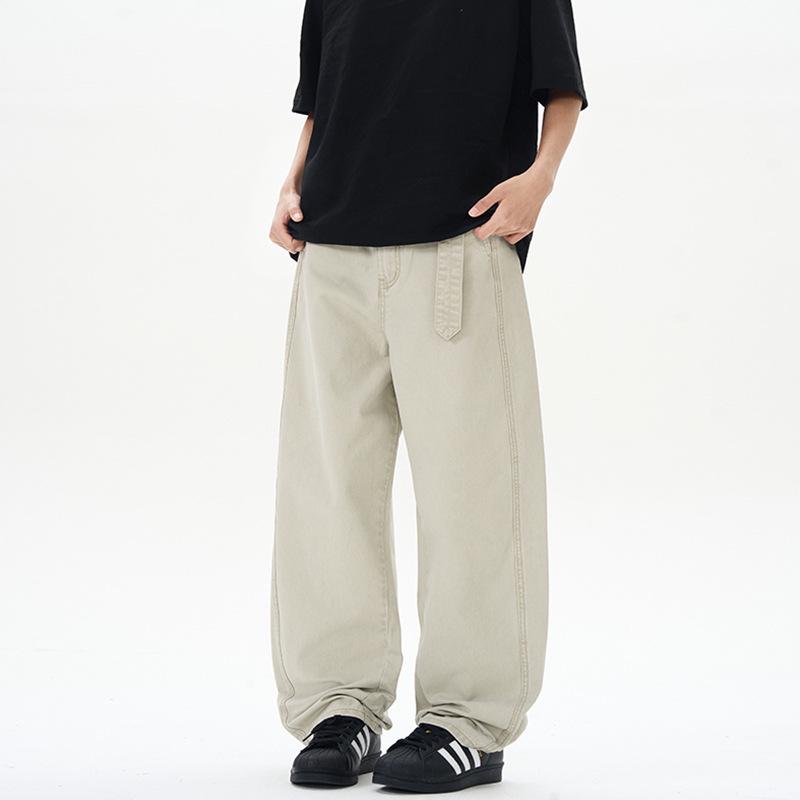 LKTM Unisex Wide-Leg Pure Cotton Stone Wash Casual Pants