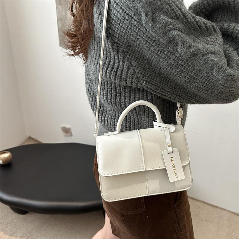 Fashion Splicing Contrasting Color Portable Small Square Bag Women's New Simple Shoulder Bag Versatile Messenger Bag