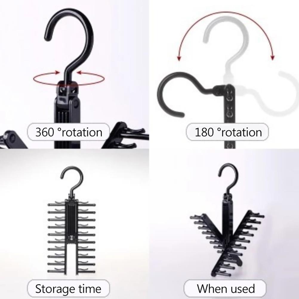 Suport multifuncțional pentru cravate cu 20 de rânduri cu clipsuri antiderapante, suport pentru cravate cu rotație la 360 de grade