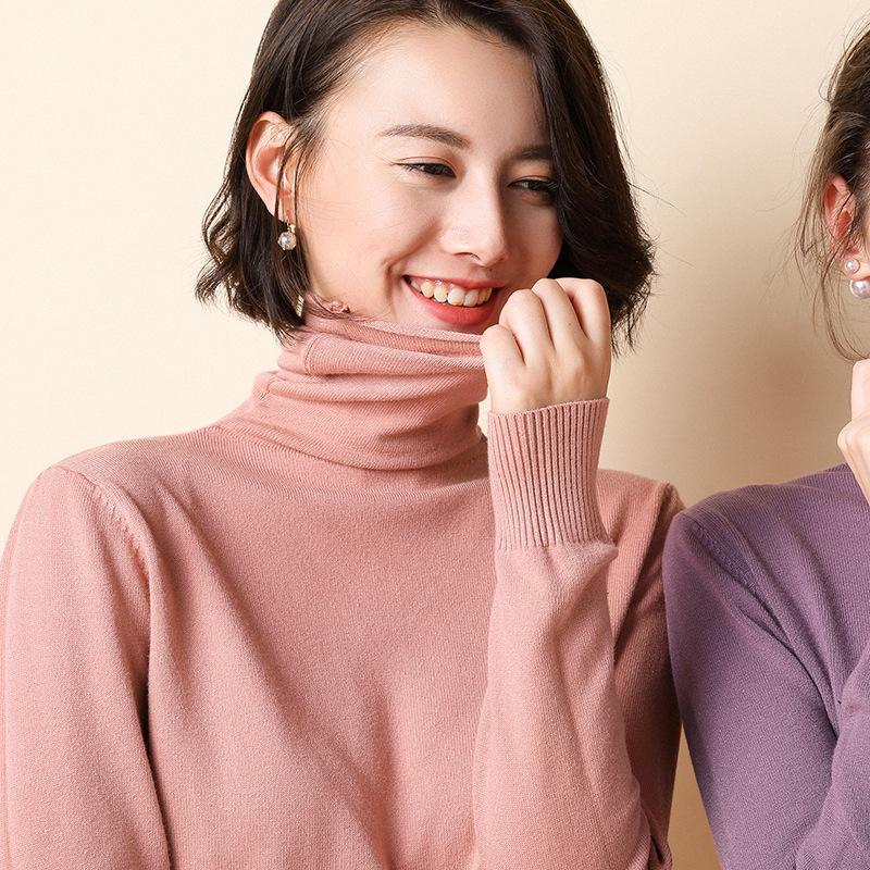 2024 Autumn/Winter Women's Korean Style Slim Fit Knitted Sweater with Pile Collar