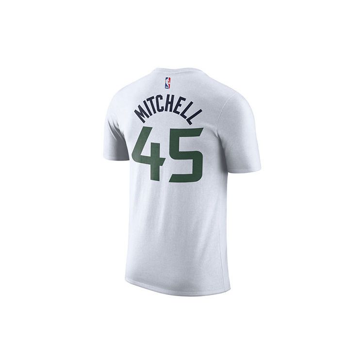 Nike NBA Quick-Dry Basketball T-Shirt, Jazz Team, Mitchell No. 45 Men Top White 870813-104