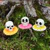 Halloween Decorative Plant Stakes 3Pcs/Set Skull Garden Stakes Chrysanthemum Yard Resin Waterproof Potted Inserts Flower Ornaments for Lawn Patio Bed