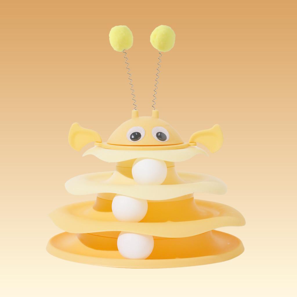 Cat Toy Set With Inflatable Bee Wobbler And Play Wheel For Interactive Play And Gift