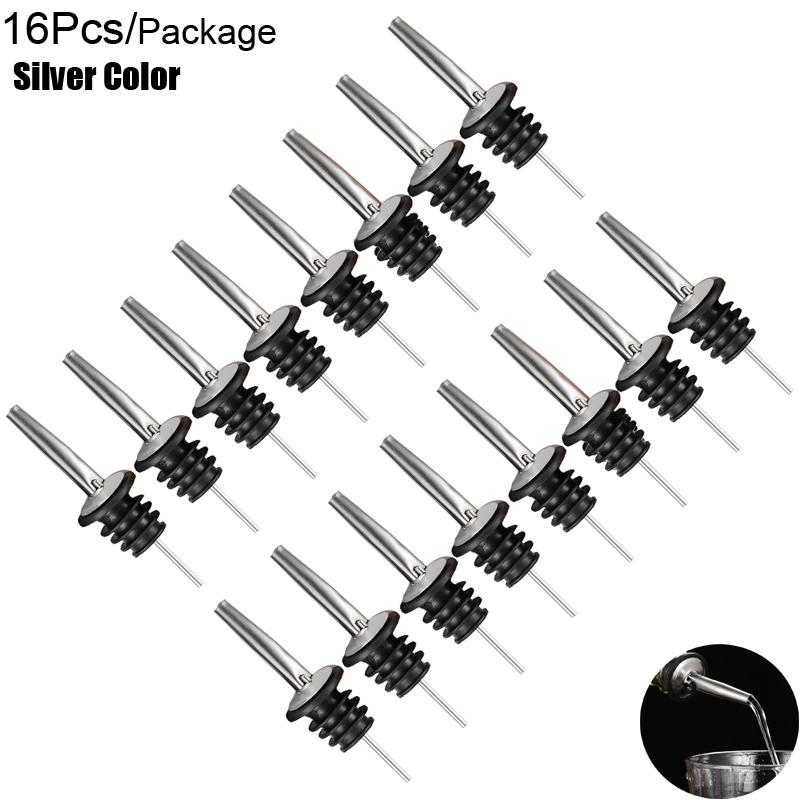 

16 шт. дозаторов для ликера, из нержавеющей стали черного/розового золота/серебристого цвета, дозаторы для бутылок с алкоголем, барные аксессуары, носики для наливания