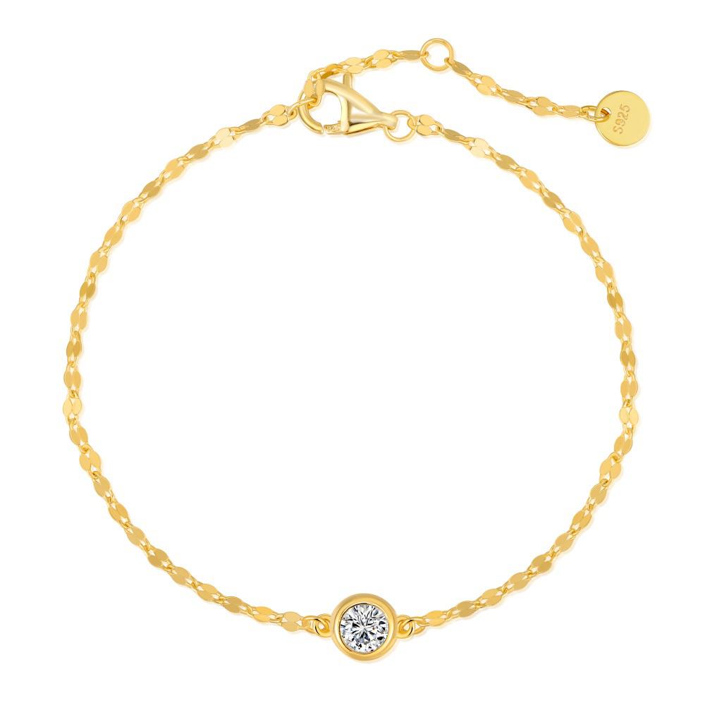Versatile S925 Sterling Silver Bracelet for Women: Exquisite Single Diamond Lip Chain Design