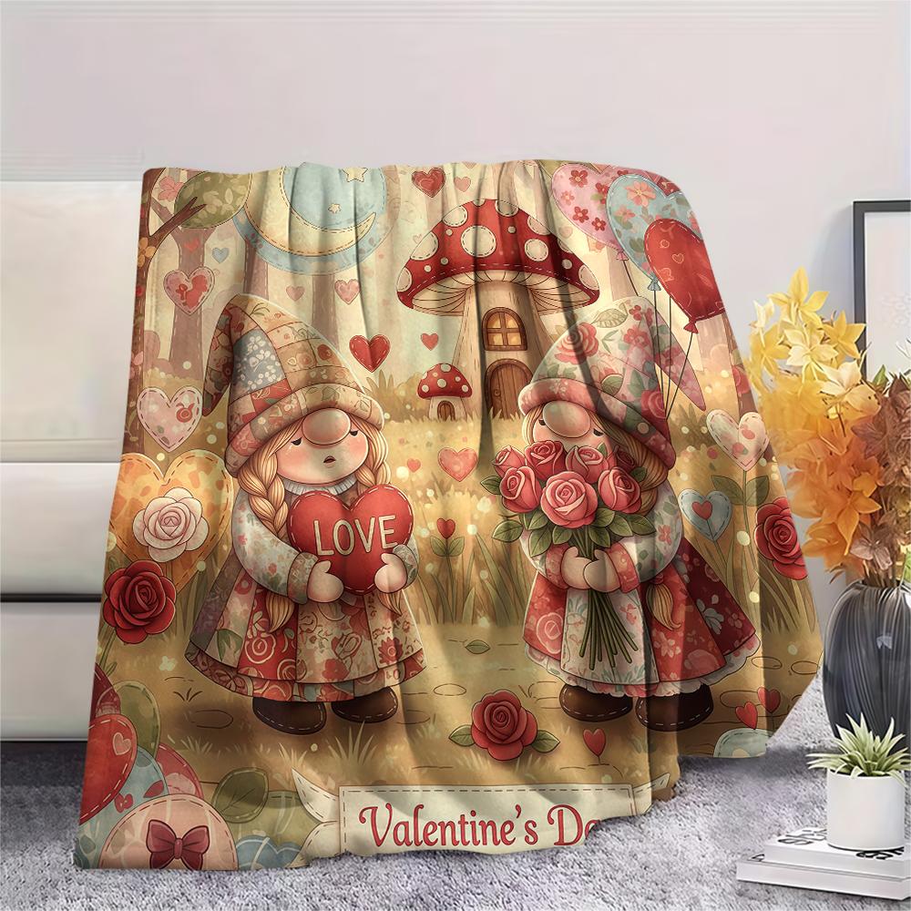1 Stück Valentinstag Druck Flanelldecke, Hohe Qualität, Bequem für Alle Jahreszeiten, Heimdekoration, Perfekt für Weihnachten, Geburtstagsgeschenk