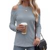 Womens Oversized Long Sleeve T-Shirt With Off-Shoulder Detail Round Neck Loose Fit Casual Daily Wear 2026 Winter